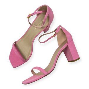Stuart Weitzman Amelina Pink Suede Ankle Strap Sandals